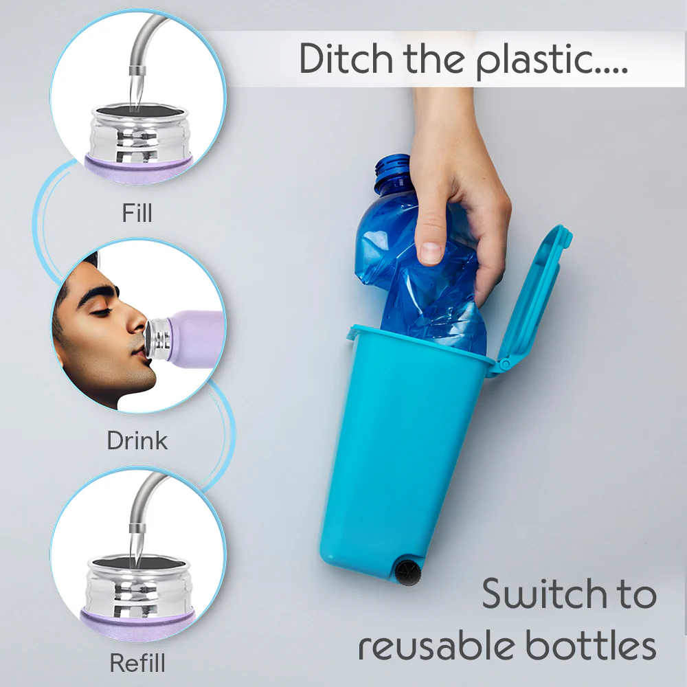 Cosmo Stainless Steel Single Wall Bottle, Purple - Image 6