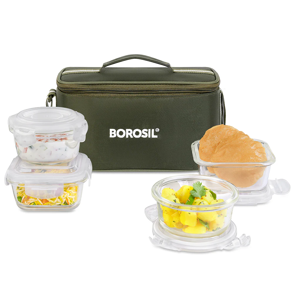 Eateasy Universal Glass Lunchbox, Green - Image 3