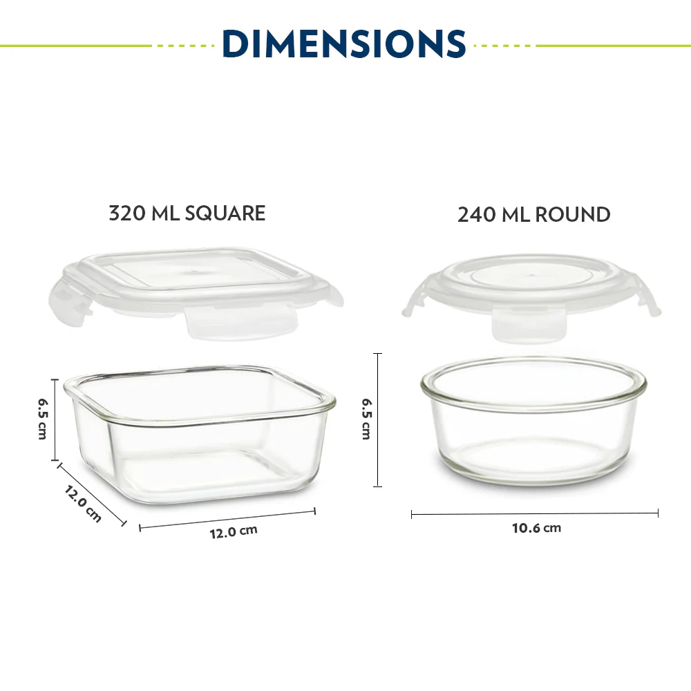Eateasy Universal Glass Lunchbox, Green - Image 4