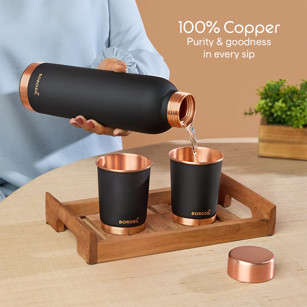 ECO Colour Copper Bottle & Glass Set, Black - Image 22
