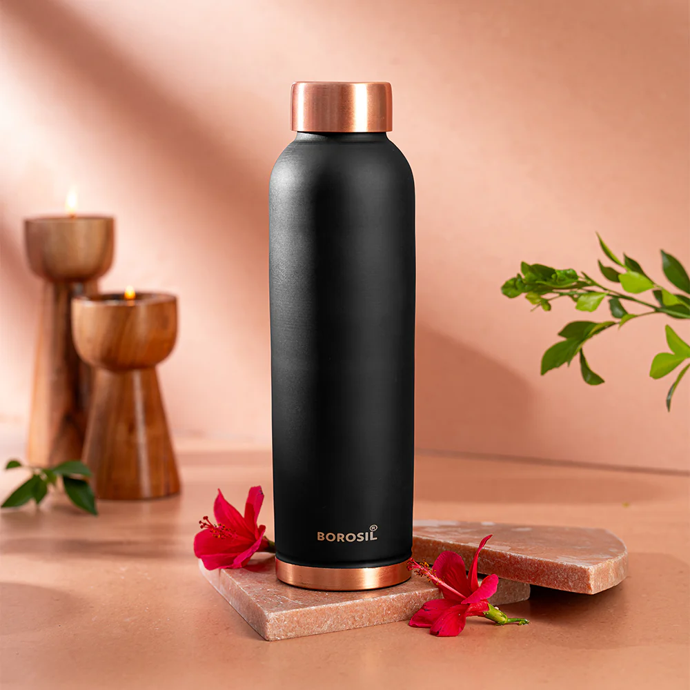 ECO Colour Copper Bottle & Glass Set, Black - Image 4