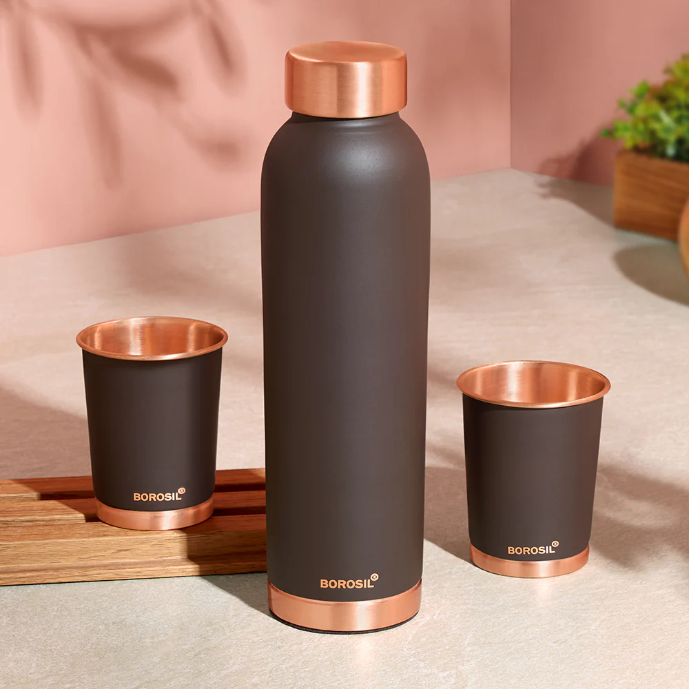 ECO Colour Copper Bottle & Glass Set, Brown - Image 18