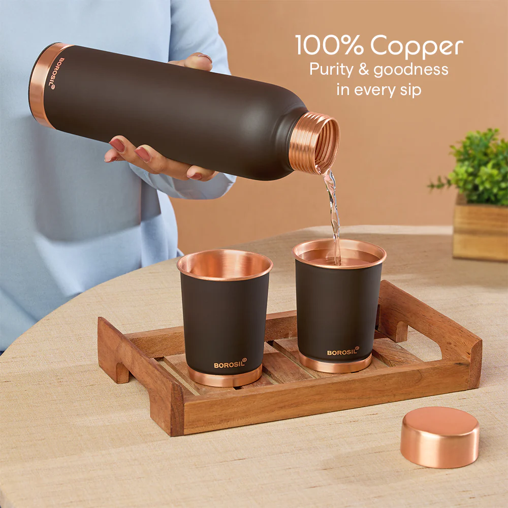 ECO Colour Copper Bottle & Glass Set, Brown - Image 22