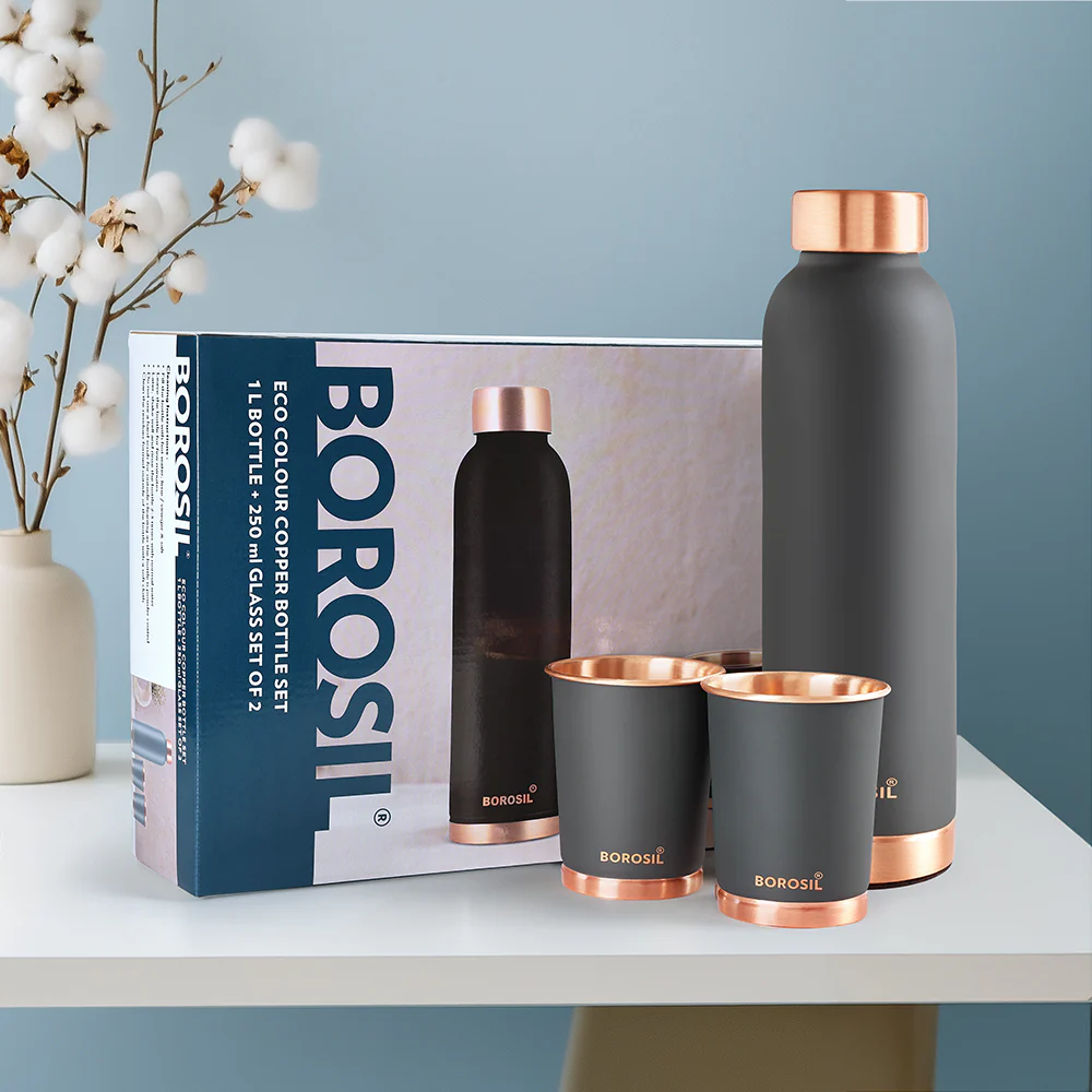 ECO Colour Copper Bottle & Glass Set, Gray - Image 16