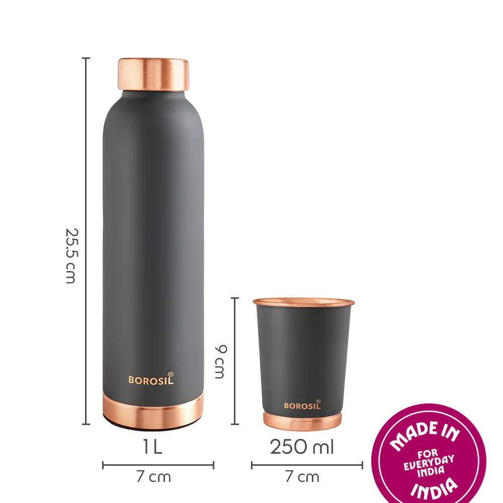 ECO Colour Copper Bottle & Glass Set, Gray - Image 20