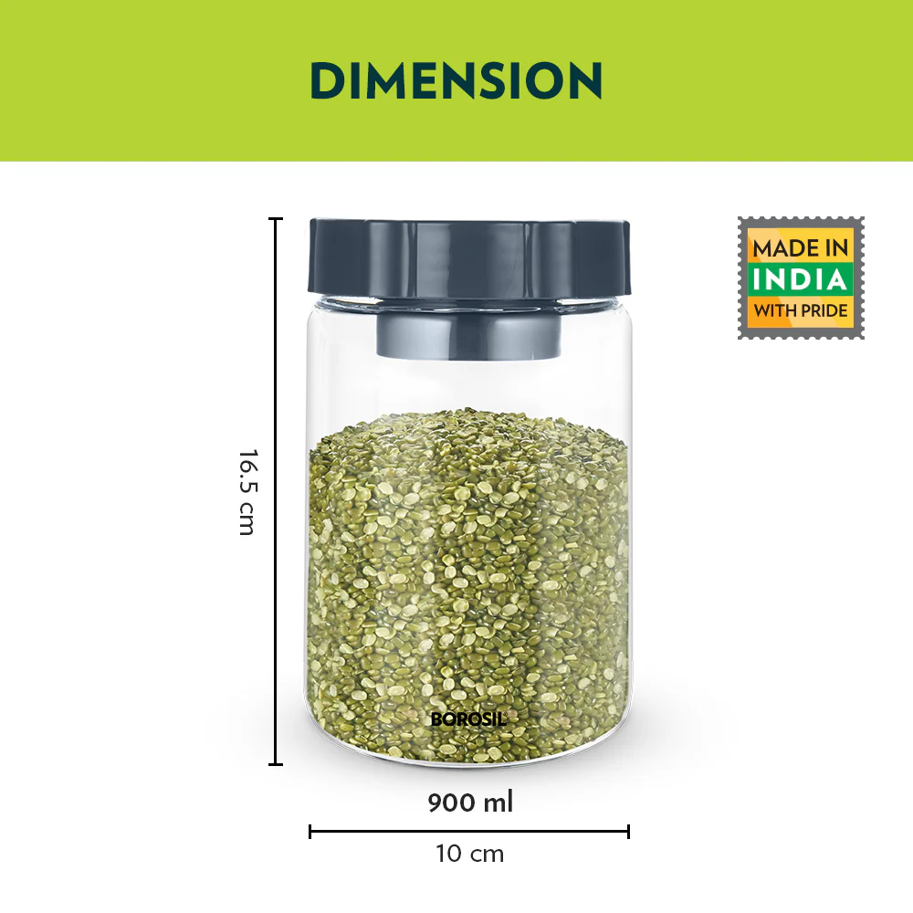 Endura Easyscoop Airtight Glass Jar with PP Lid Gray , 900 Ml - Image 4
