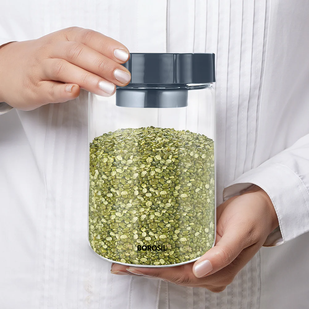 Endura Easyscoop Airtight Glass Jar with PP Lid Gray , 900 Ml - Image 5