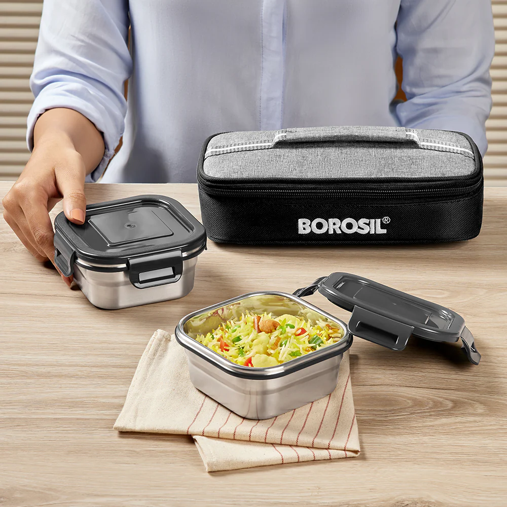 Feast Stainless Steel Square Tiffin Box - Image 5