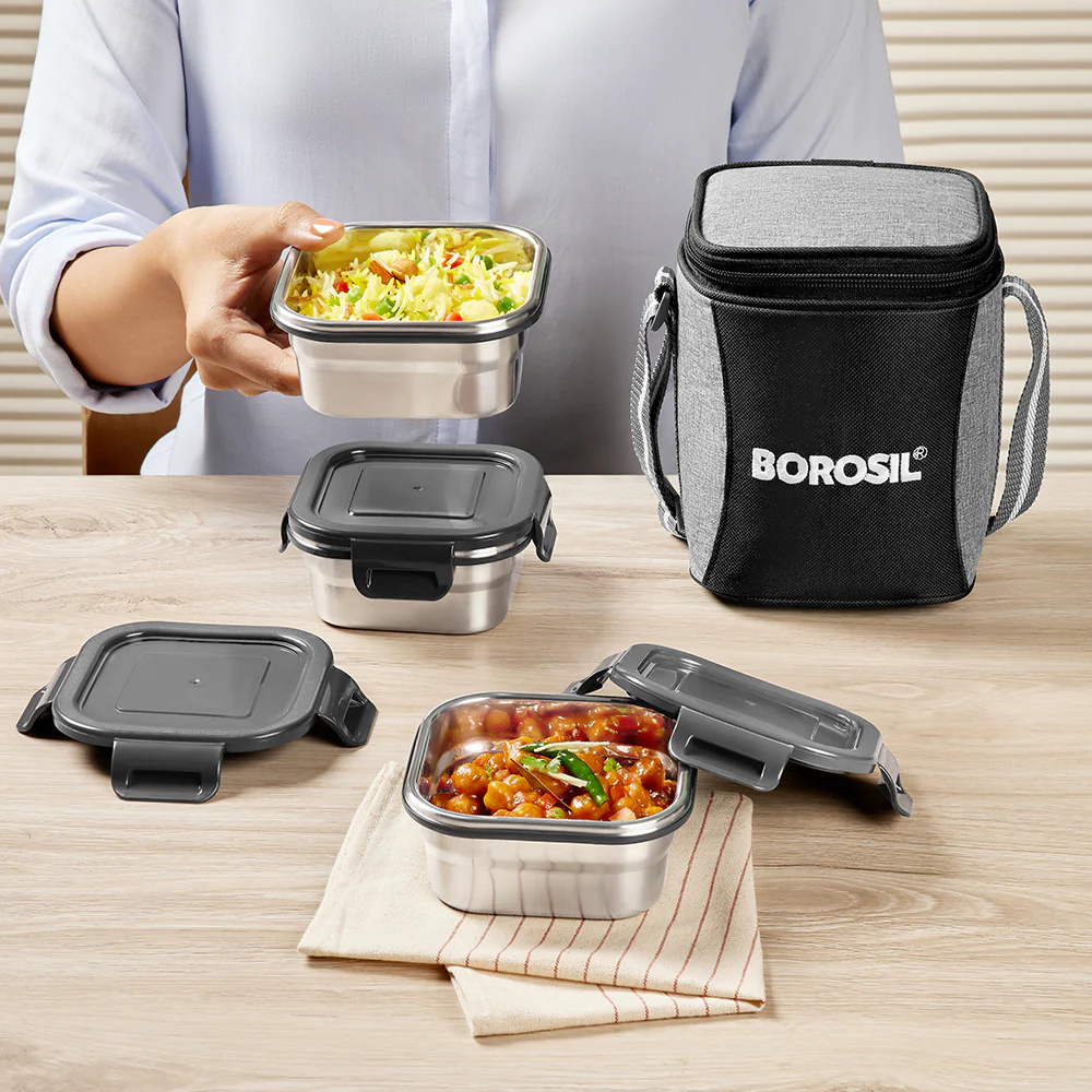 Feast Stainless Steel Square Tiffin Box - Image 5