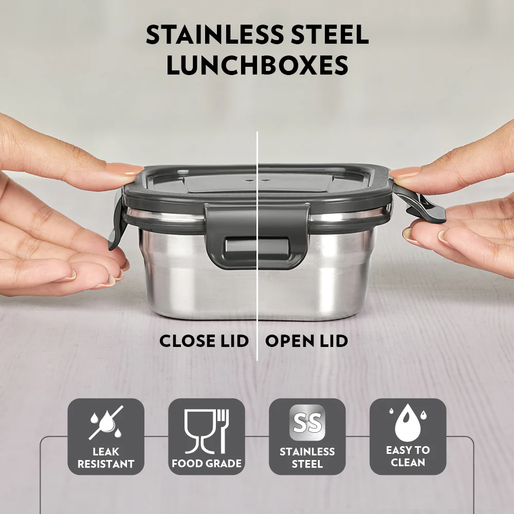 Feast Stainless Steel Square Tiffin Box - Image 7