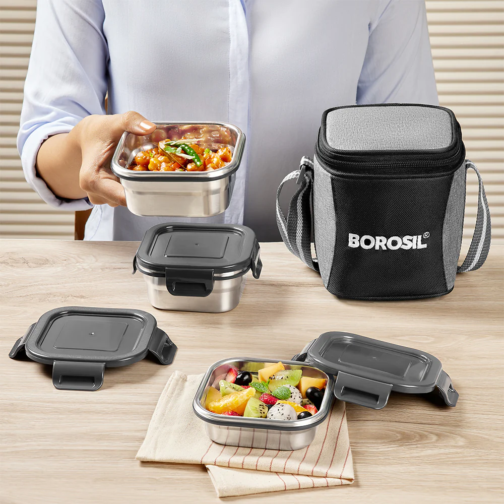 Feast Stainless Steel Square Tiffin Box - Image 5