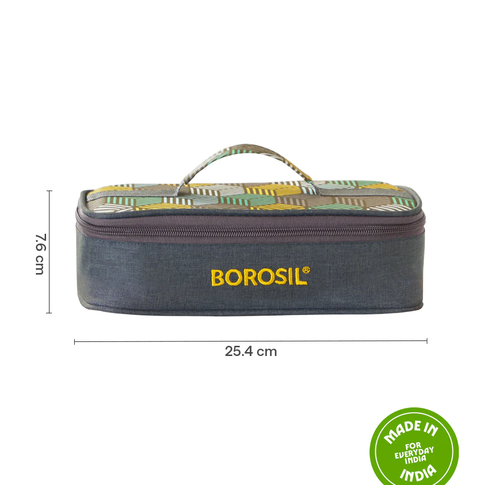 Borosil Foodluck Olive Flat Lunch Bag, Square, For Set of 2, (320ml) (Only Bag) - Image 3