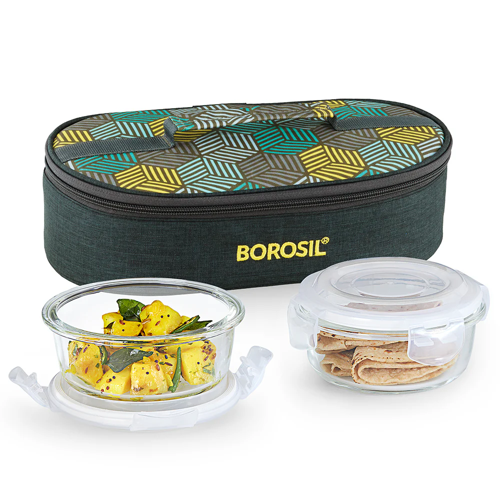 Foodluck Round Glass Lunchbox, Olive - Image 2