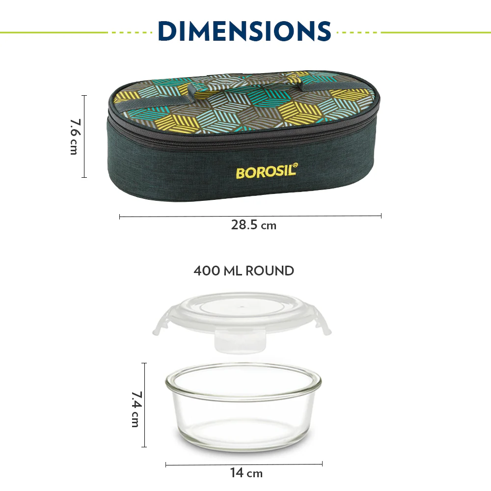 Foodluck Round Glass Lunchbox, Olive - Image 3