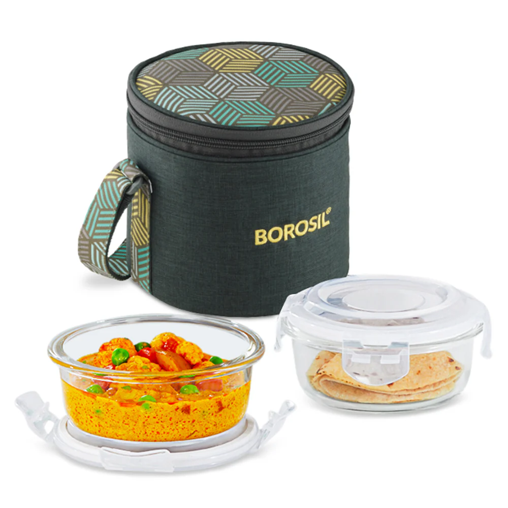 Foodluck Round Glass Lunchbox, Olive - Image 2