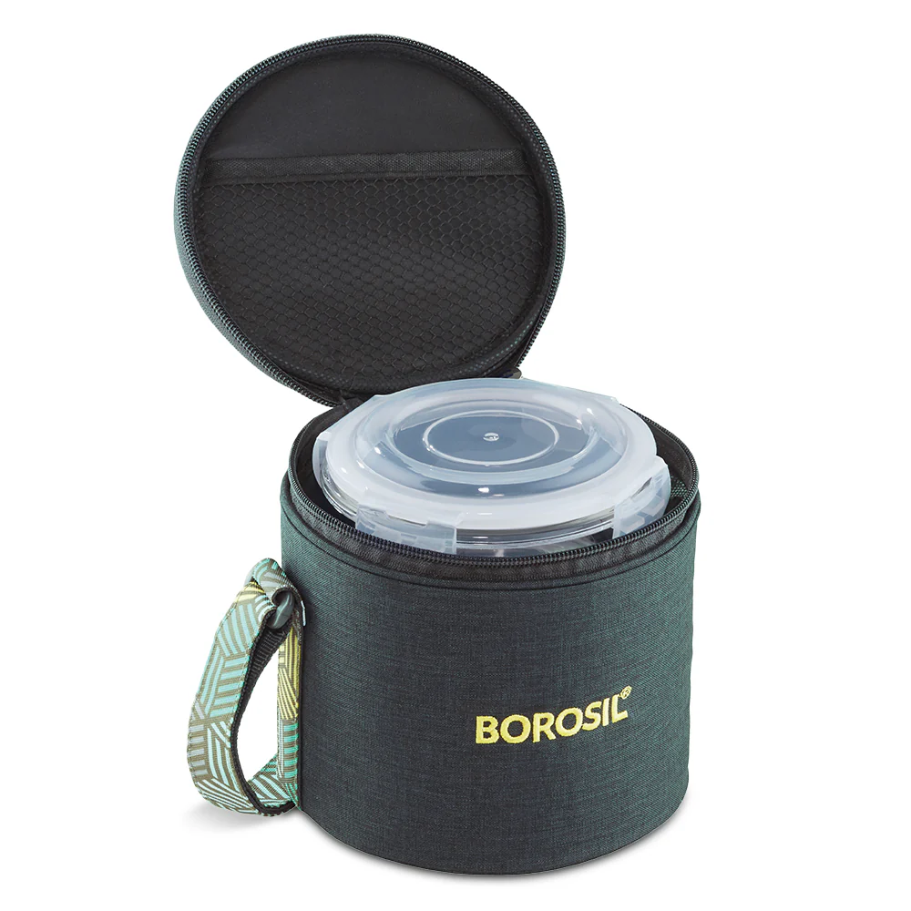 Foodluck Round Glass Lunchbox, Olive - Image 8
