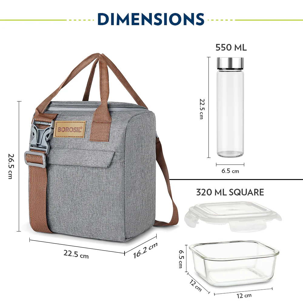 Gourmet Square Glass Lunch Box with Glass Bottle - Image 14