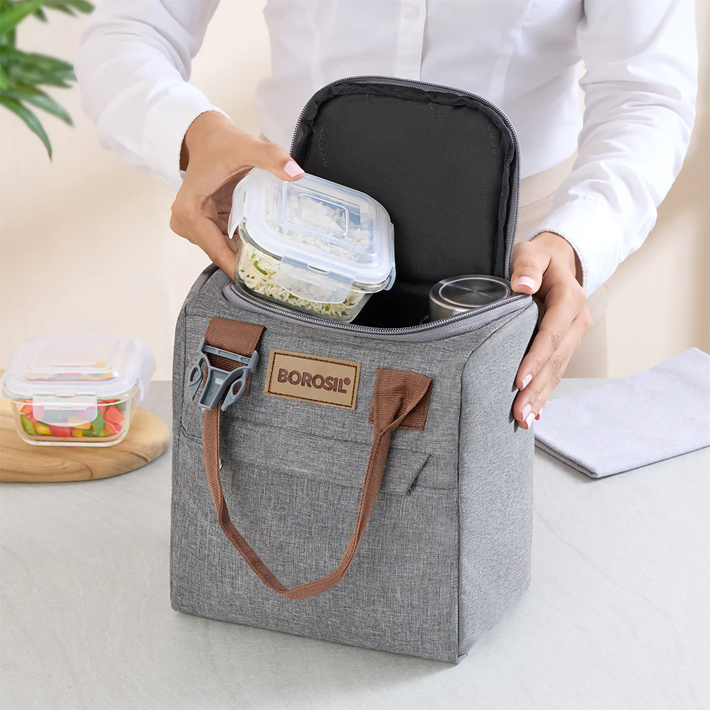 Gourmet Square Glass Lunch Box with Glass Bottle - Image 15