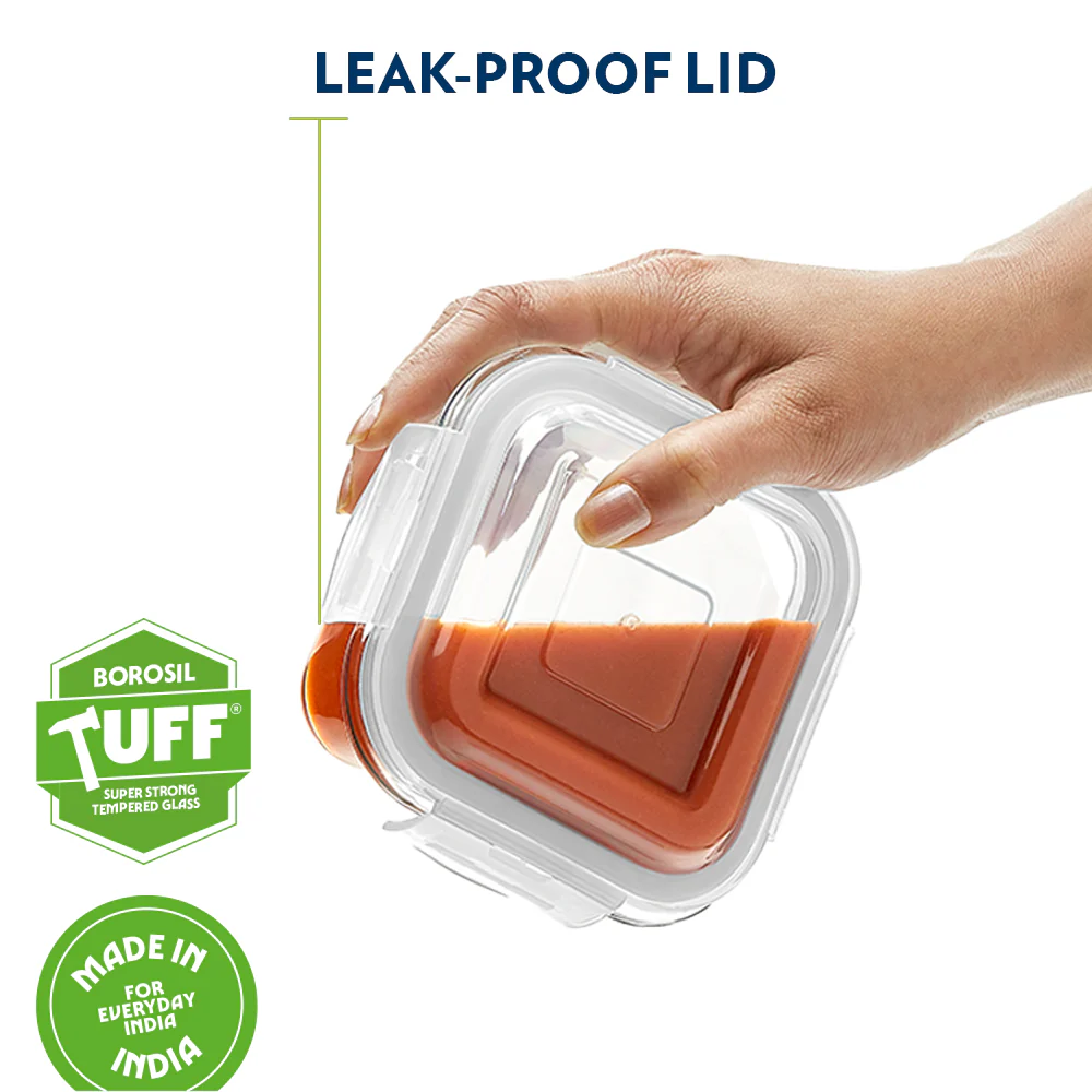 Gourmet Square Glass Lunch Box with Glass Bottle - Image 17