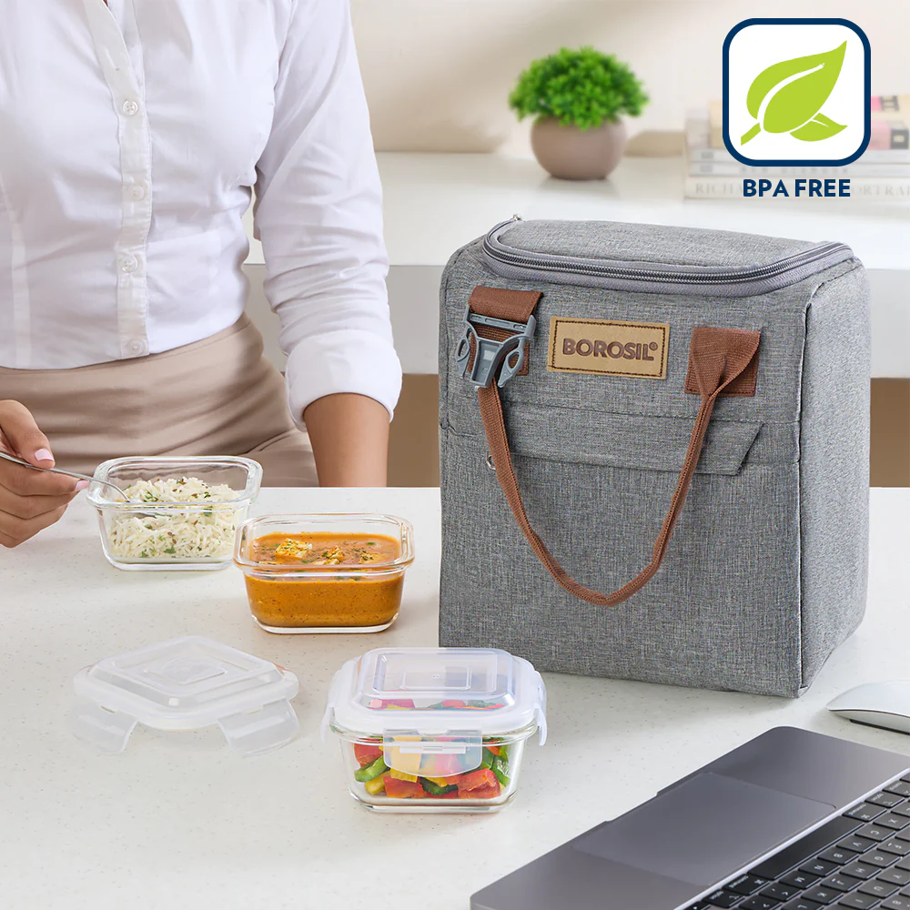 Gourmet Square Glass Lunch Box with Glass Bottle - Image 18