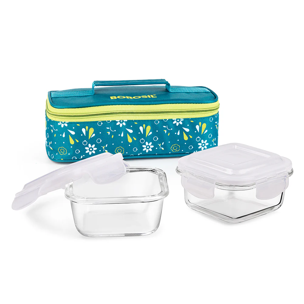 Grace Square Glass Lunchbox, Marine - Image 2