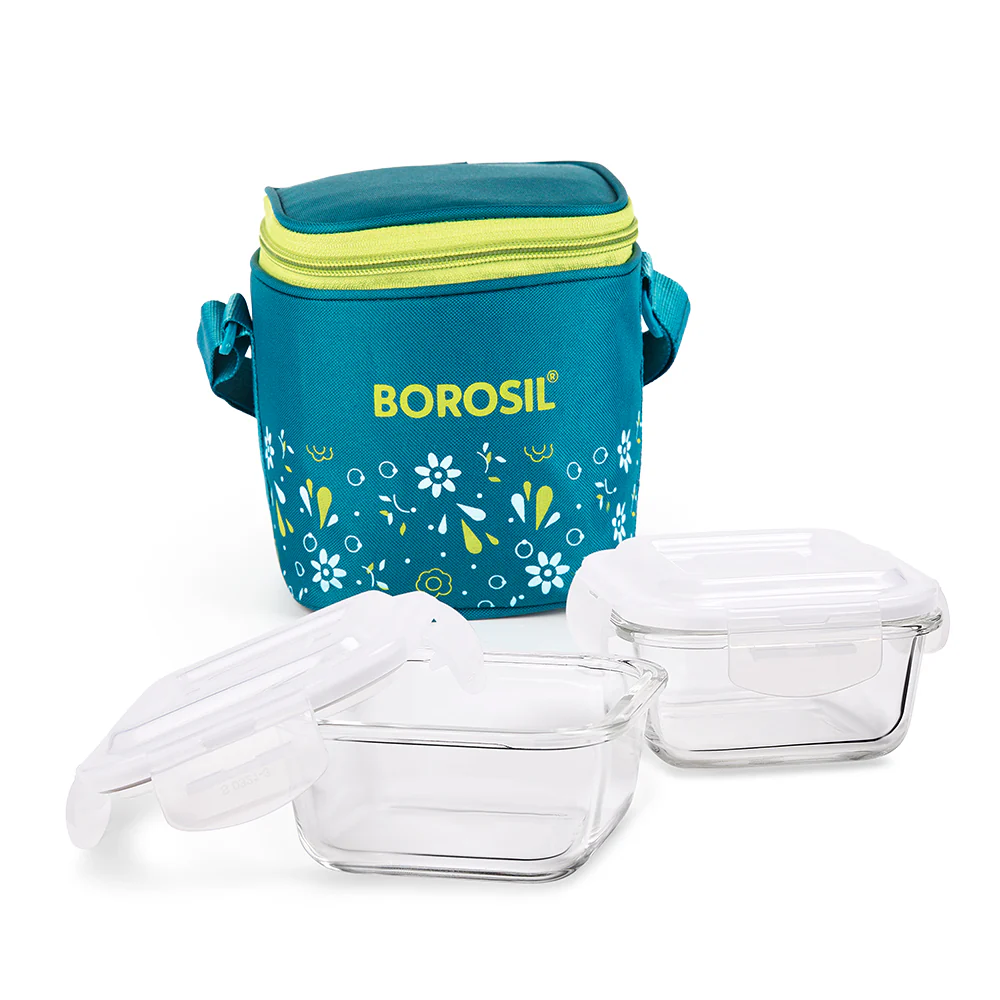 Grace Square Glass Lunchbox, Marine - Image 2
