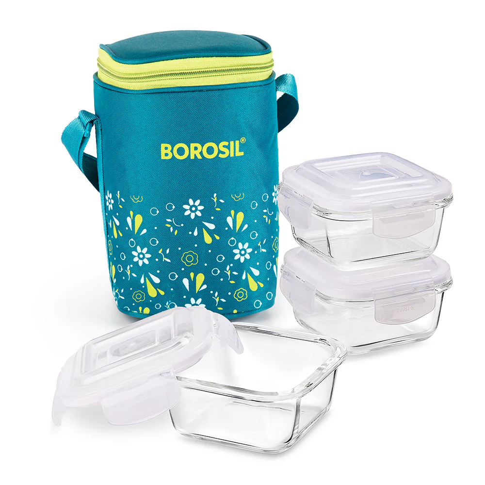 Grace Square Glass Lunchbox, Marine - Image 2