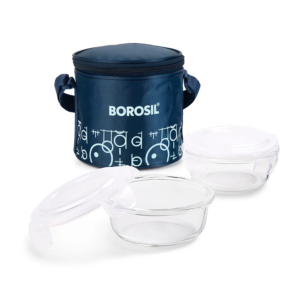 Grace Round Glass Lunchbox, Navy - Image 2