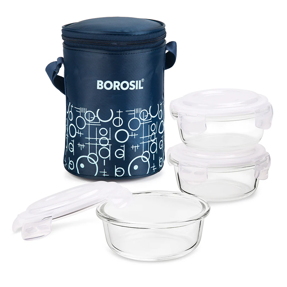 Grace Round Glass Lunchbox, Navy - Image 2