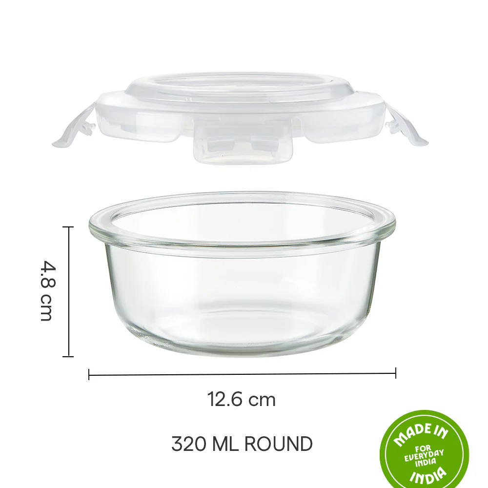 Klip n Store Round Glass Container, 320 ml - Image 2