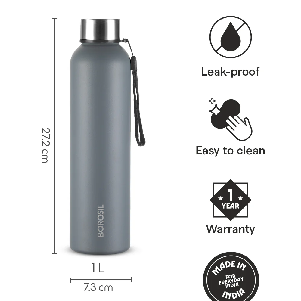 Laguna Stainless Steel Single Wall Bottle, Grey - Image 2
