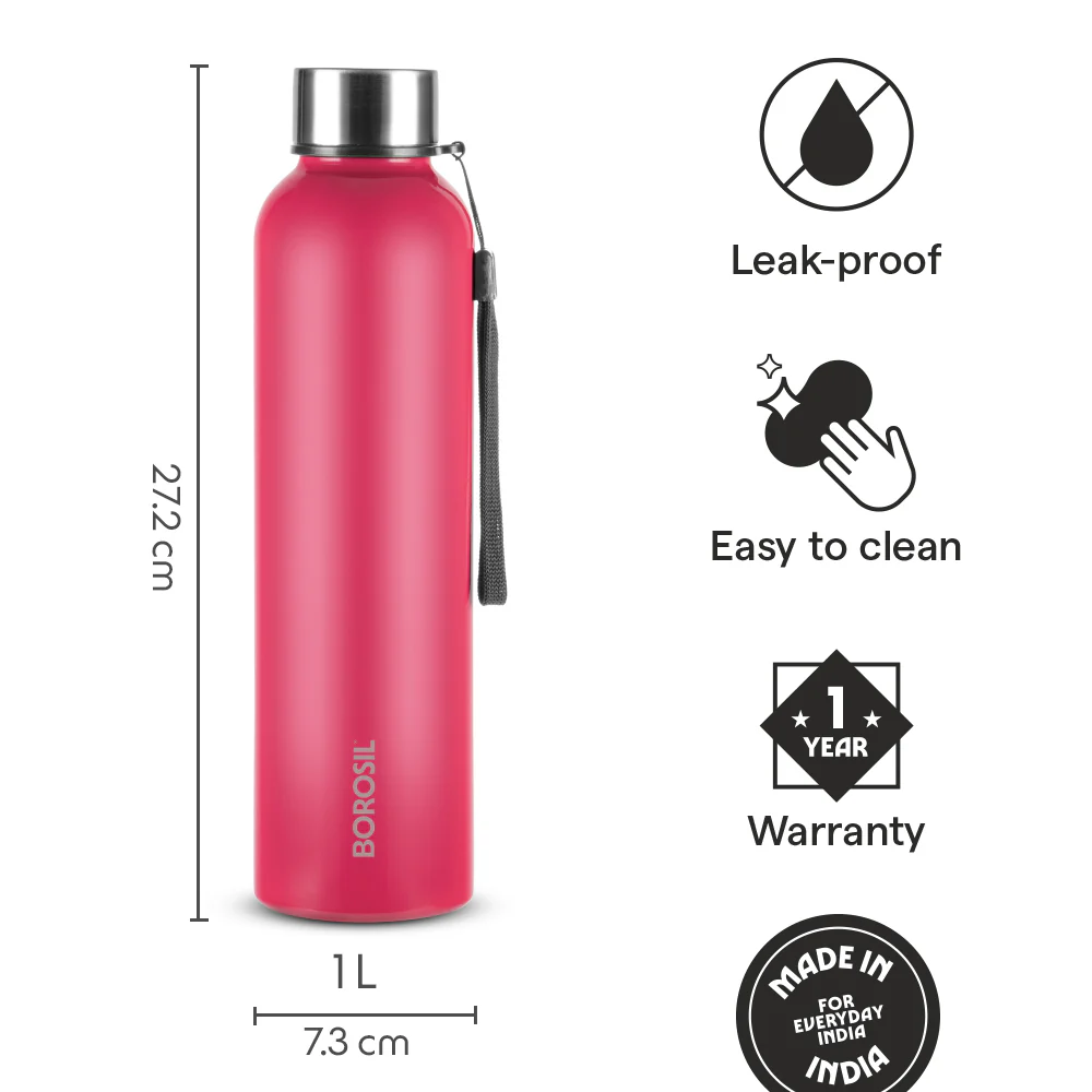 Laguna Stainless Steel Single Wall Bottle, Red - Image 5