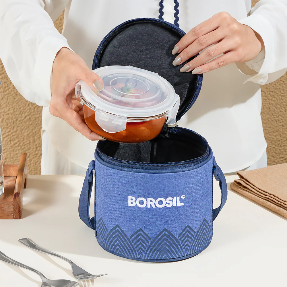 Mealbox Round Glass Lunchbox, Blue - Image 5