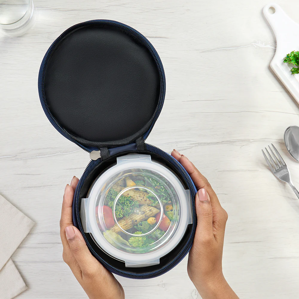 Mealbox Round Glass Lunchbox, Blue - Image 10