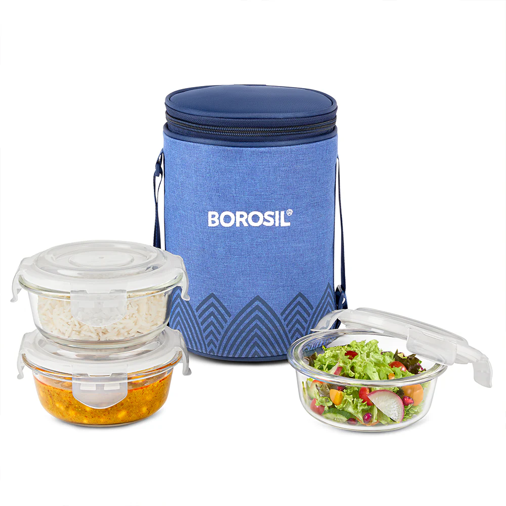 Mealbox Round Glass Lunchbox, Blue - Image 3