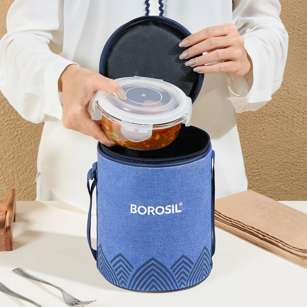 Mealbox Round Glass Lunchbox, Blue - Image 5