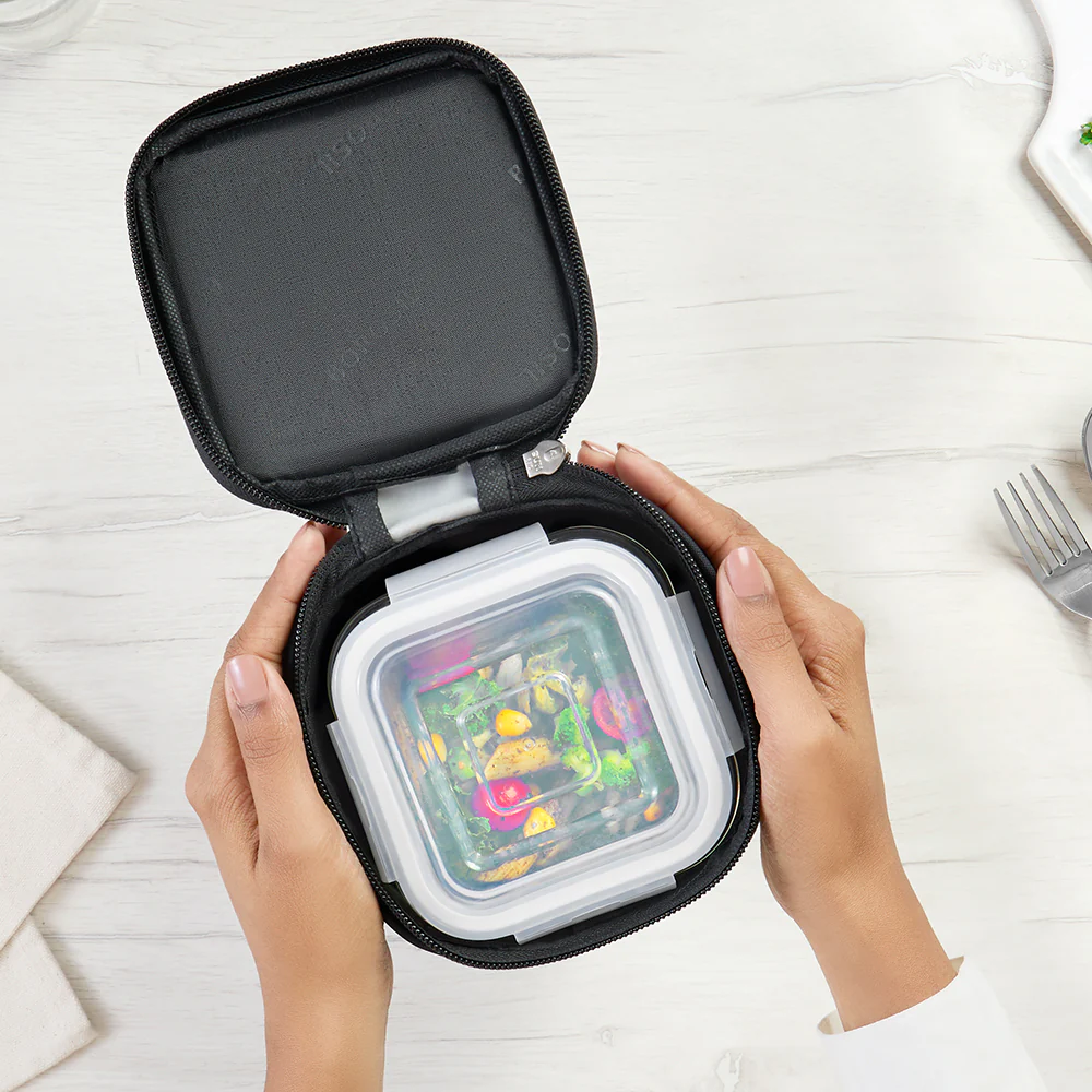 Mealbox Square Glass Lunchbox, Gray - Image 10