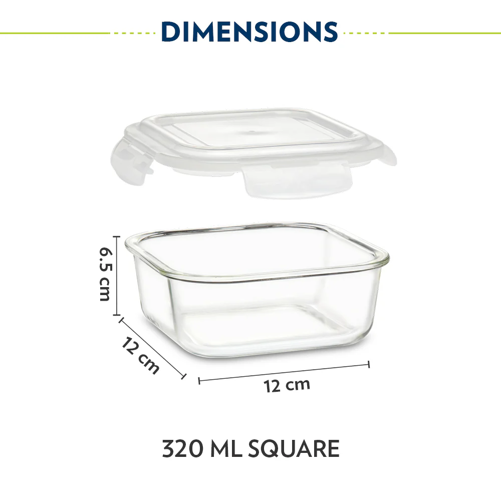Mealbox Square Glass Lunchbox, Gray - Image 4