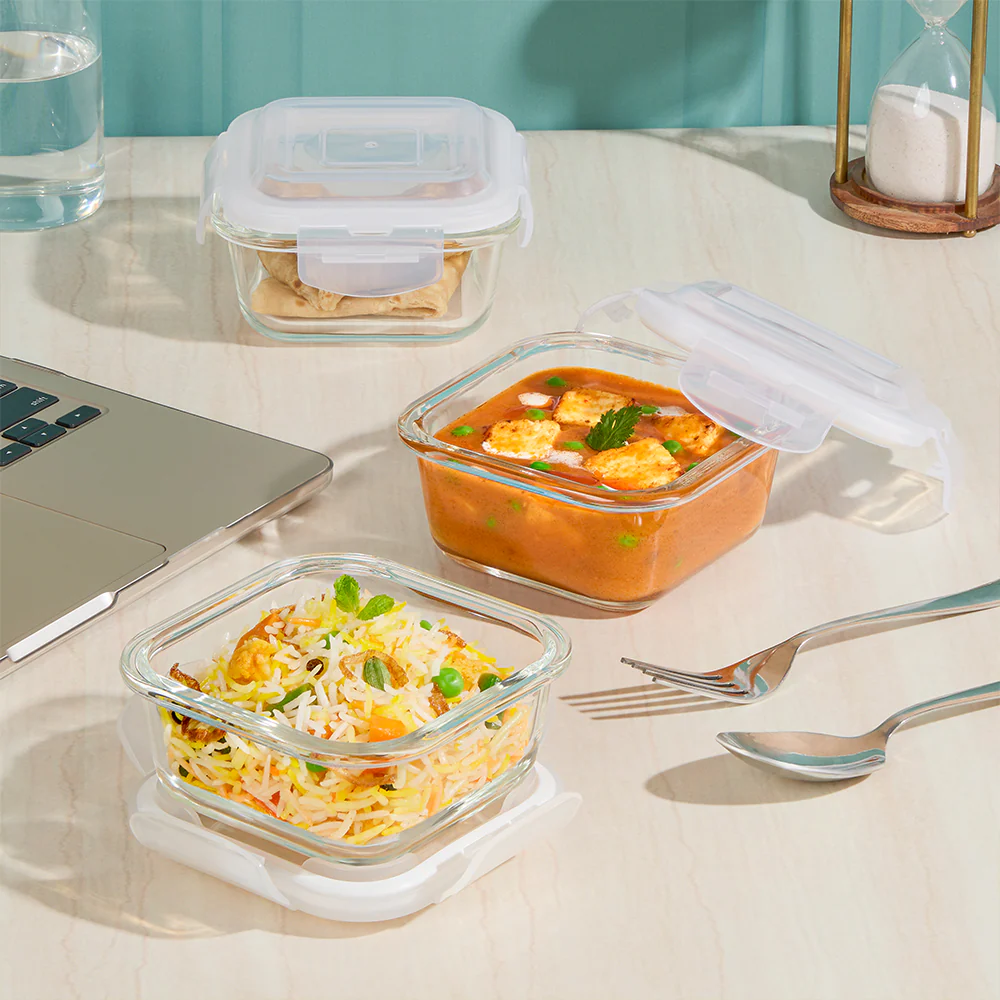 Mealbox Square Glass Lunchbox, Gray - Image 7