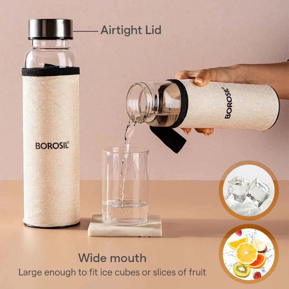 Neo Clear Glass Bottle Wide Mouth w Jute Cover - Image 4