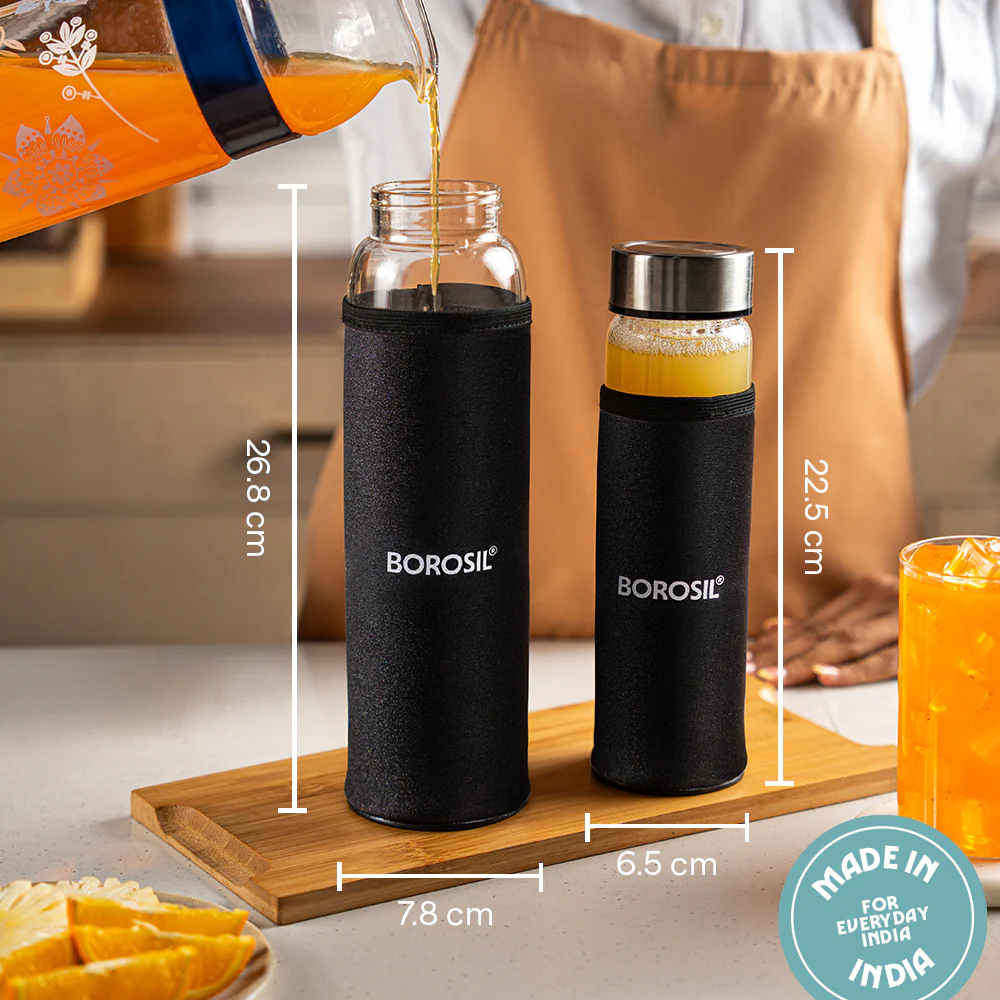 Neo Clear Glass Bottle Wide Mouth w Neoprene Cover - Image 4
