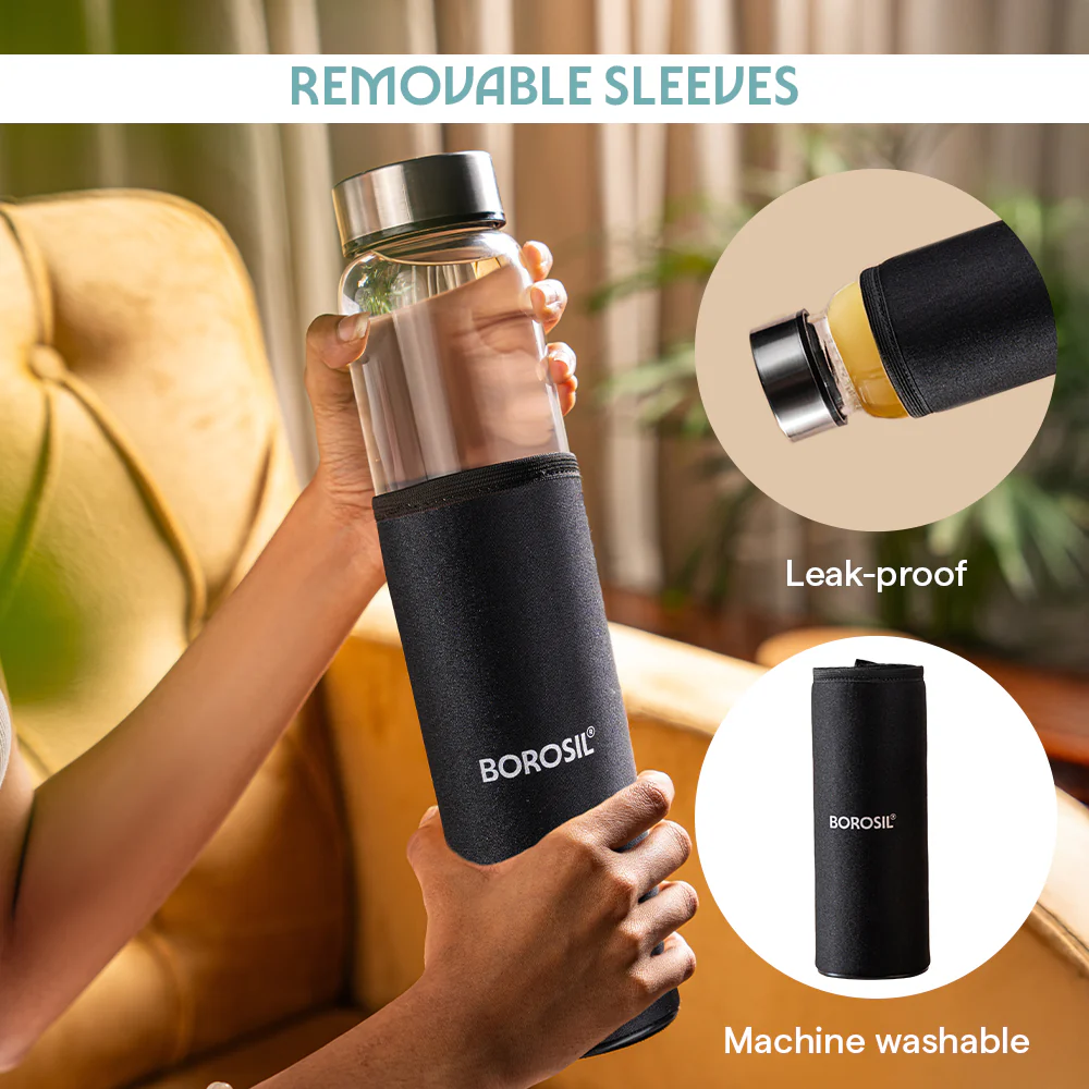 Neo Clear Glass Bottle Wide Mouth w Neoprene Cover - Image 6