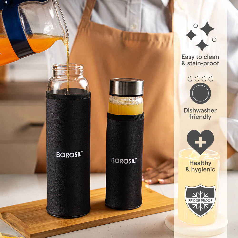 Neo Clear Glass Bottle Wide Mouth w Neoprene Cover - Image 7