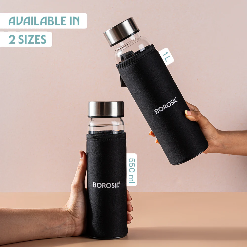 Neo Clear Glass Bottle Wide Mouth w Neoprene Cover - Image 9