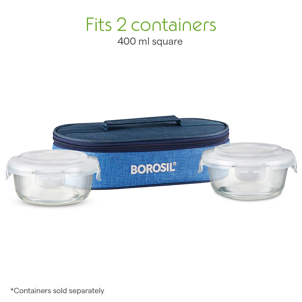 Borosil Prime Flat Lunch Bag, Round, For Set of 2, (400ml) (Only Bag) - Image 4