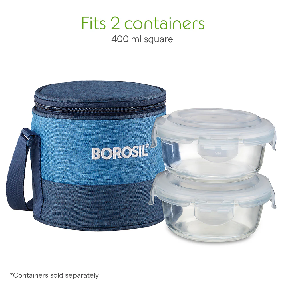 Borosil Prime Tall Lunch Bag, Round, For Set of 2, (400ml) (Only Bag) - Image 4