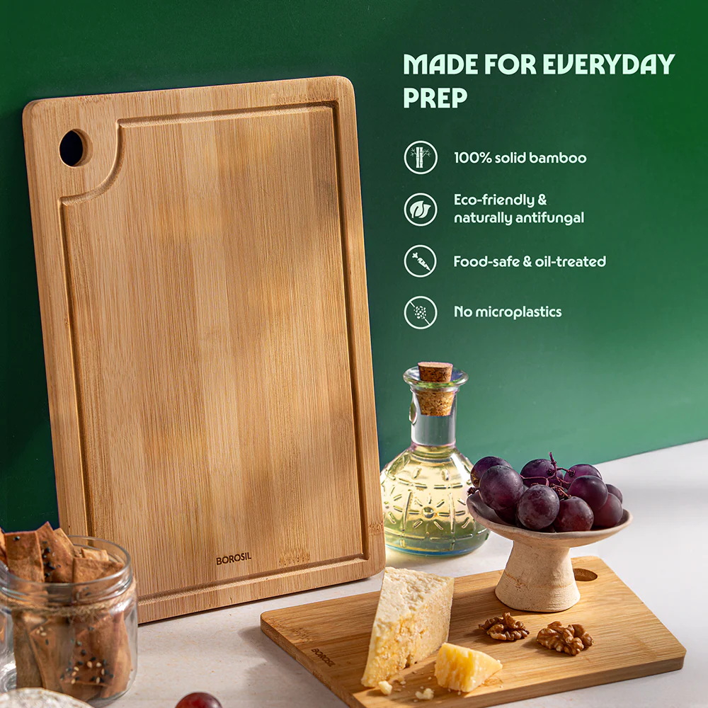 Bamboo Wood Chopping Board with Grooves - Image 3