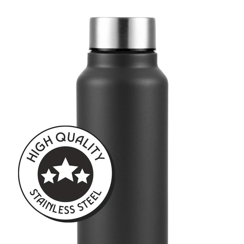 Sip-N-Chill Stainless Steel Single Wall Bottle, Black - Image 2