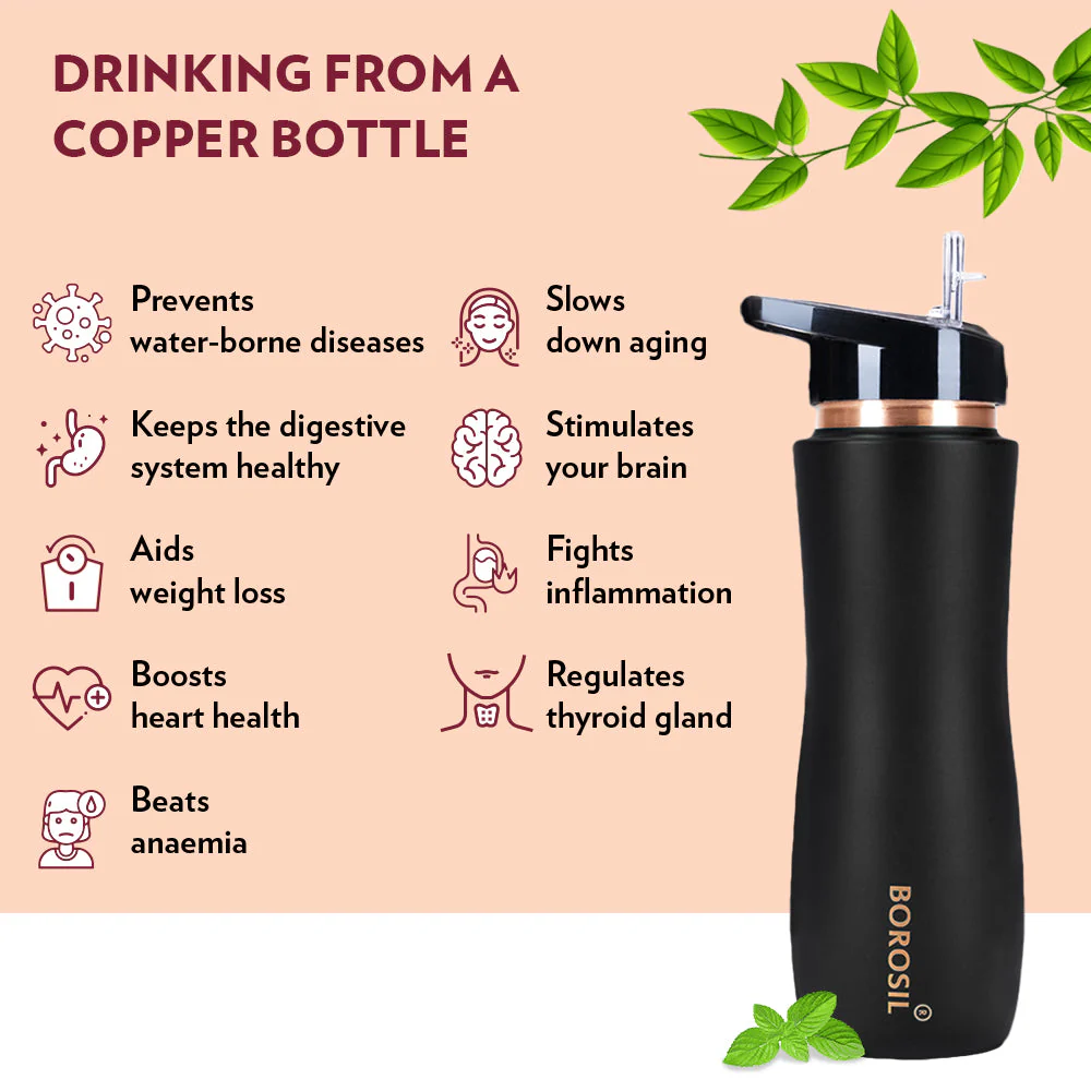 Personalised Sipper Copper Bottle, Black - Image 4