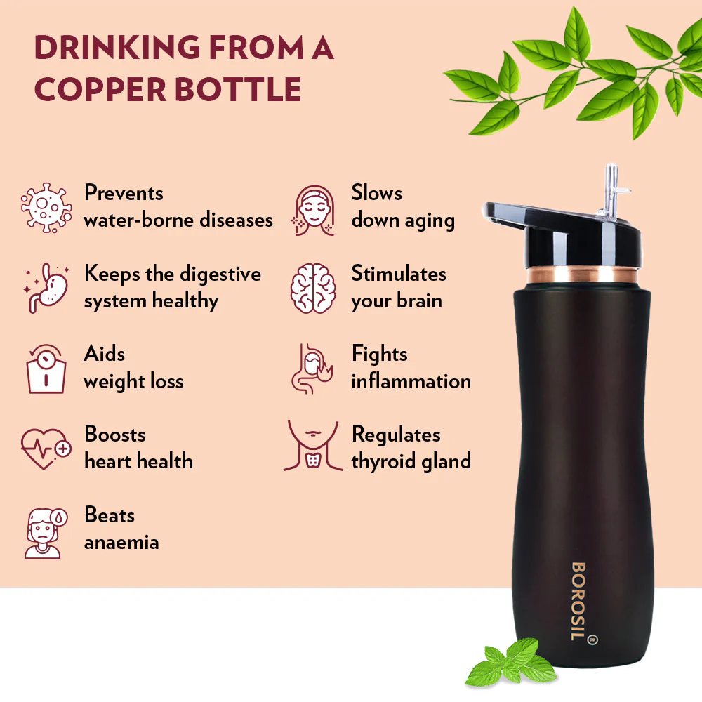 Sipper Copper Bottle, Brown - Image 5
